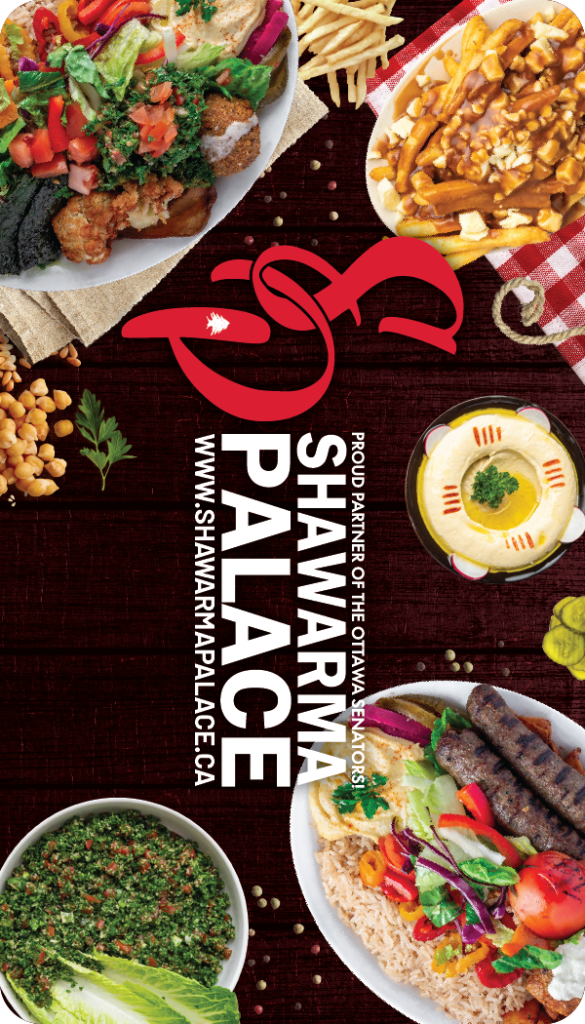 Shawarma Palace Ottawa gift card with Lebanese food and shawarma dishes